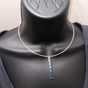 Vintage Blue Pendant Necklace 16 Inches